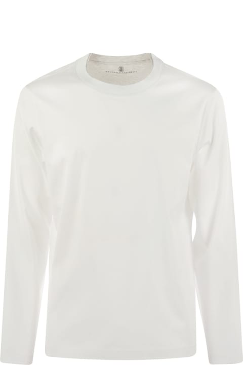 Topwear for Men Brunello Cucinelli Crew-neck Cotton Jersey T-shirt With Long Sleeves