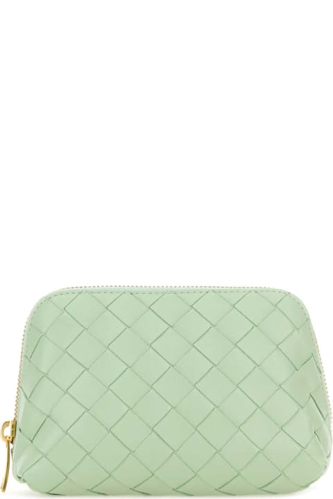 Bags for Women Bottega Veneta Mint Green Leather Beauty Case