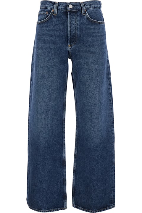 AGOLDE for Kids AGOLDE 'arc' Blue Jeans With Logo Patch On The Rear And Wide Leg In Denim Woman