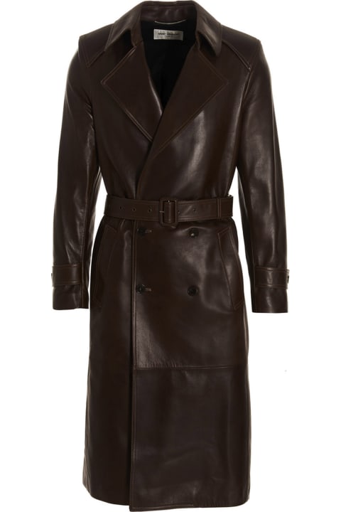 Saint Laurent Coats & Jackets for Men Saint Laurent Double-breasted Leather Trench Coat