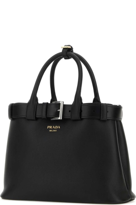 Prada Bags for Women Prada Black Leather Prada Buckle Medium Handbag