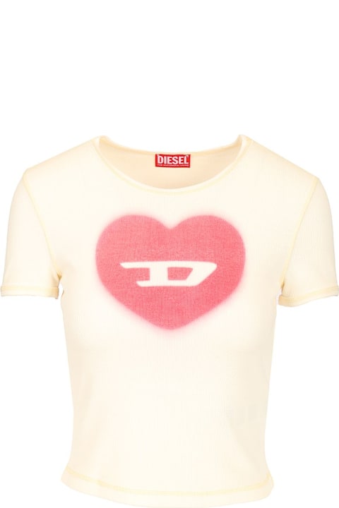 Homeware Diesel T-shirt With Heart D Watercolor Effect
