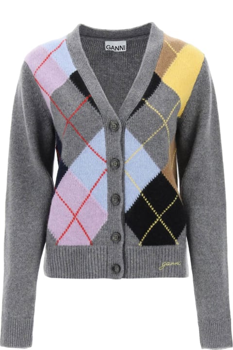 Sweaters for Women Ganni Cardigan With Argyle Pattern