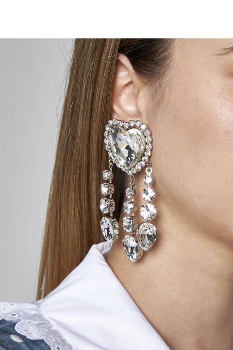 Earrings for Women Alessandra Rich Heart And Crystal Pendants Earrings