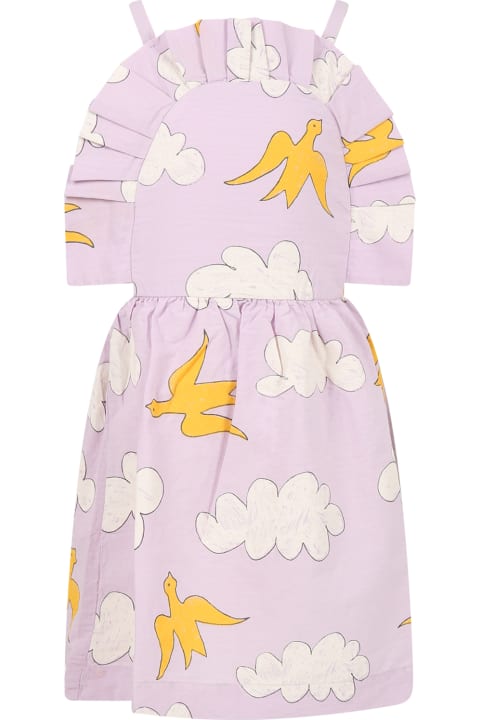 Dresses for Girls The Animals Observatory Purple Dress For Girl With Clouds And Logo
