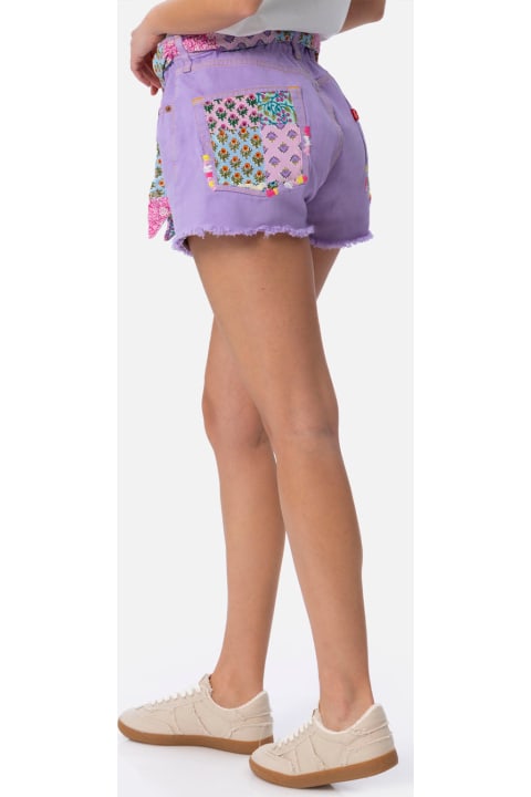 Homeware MC2 Saint Barth Woman Upcycled Denim Shorts Arizona With Patches