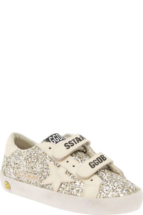 Golden Goose for Kids Golden Goose White Low Top Sneakers With All-over Glitters In Tech Fabric Girl
