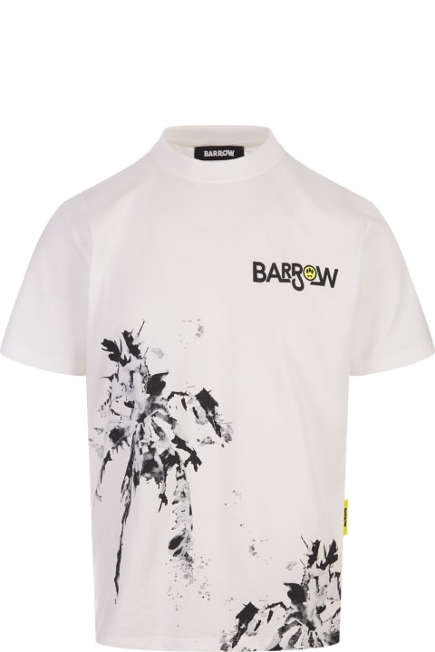 Barrow Men Barrow White T-shirt With 3d Palm Tree Print
