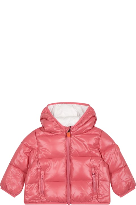 Topwear for Baby Girls Save the Duck Pink Jody Down Jacket For Baby Girlwith Logo