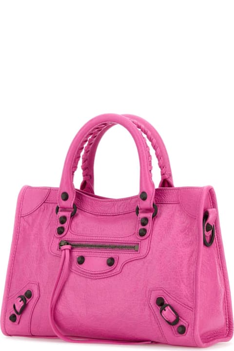 Balenciaga for Women Balenciaga Fuchsia Leather Small Le City Handbag