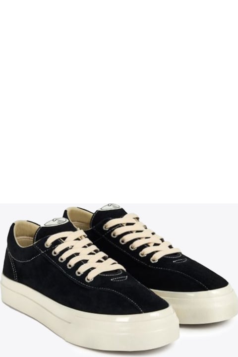 Dellow Suede Black suede low sneaker with contrasting stitchings - Dellow suede