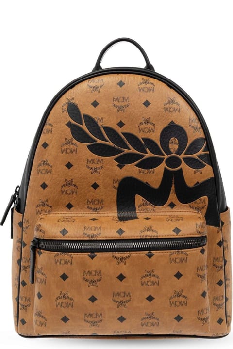 Backpacks for Men MCM Medium Stark Mega Laurel Visetos Zipped Backpack