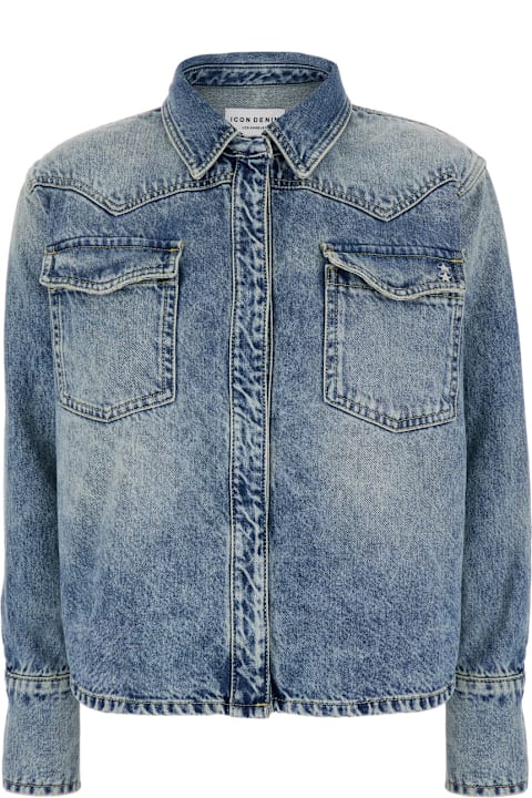 Homeware Icon Denim Light Blue Shirt With Classic Collar In Denim Woman