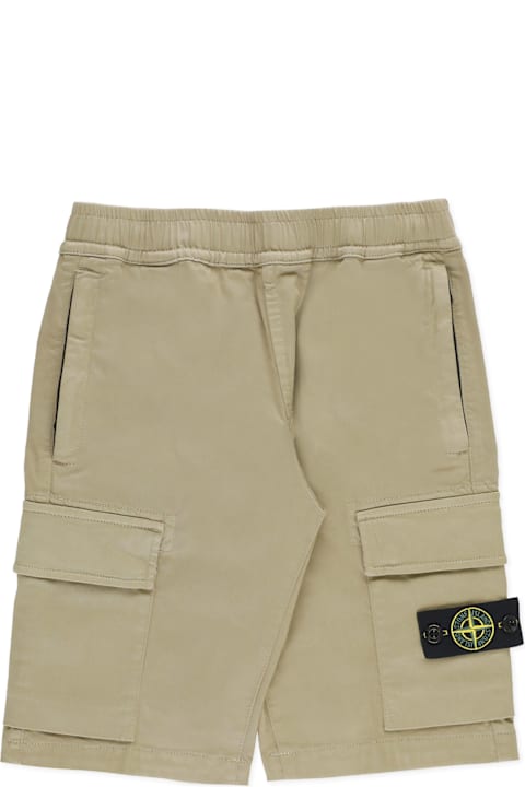 Bottoms for Boys Stone Island Logoed Cargo Bermuda Shorts