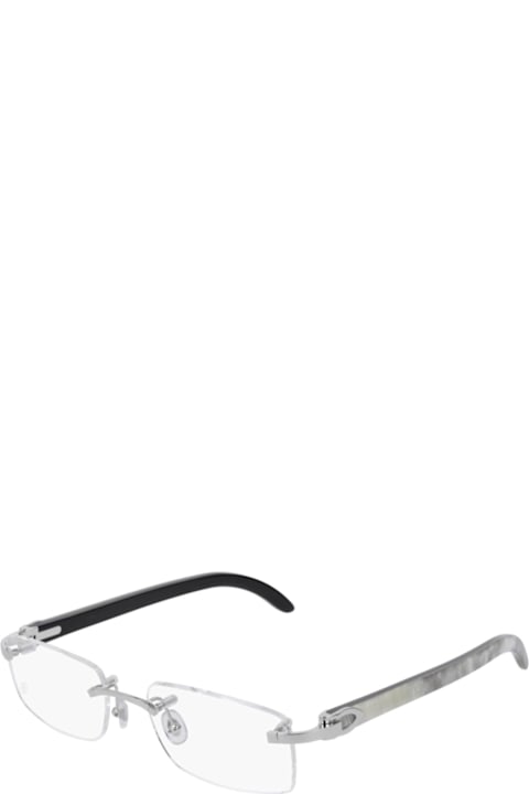 メガネ Cartier Cartier - CT0046O - 002 silver white transpar Cartier Eyewear - CT0046O 002 | Eye Candy Optical