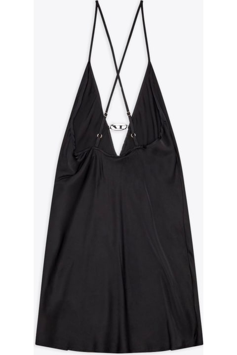 Diesel Underwear & Nightwear for Women Diesel Ufpt-mayra-d Black satin mini dress with Oval D logo - Ufpt Mayra D