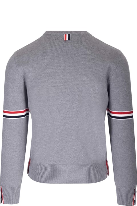 Thom Browne Sweaters for Men Thom Browne Gray Crewneck Pullover With Stripes