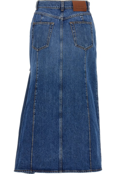 Homeware Alexander McQueen Pencil Denim Skirt With Cut-out