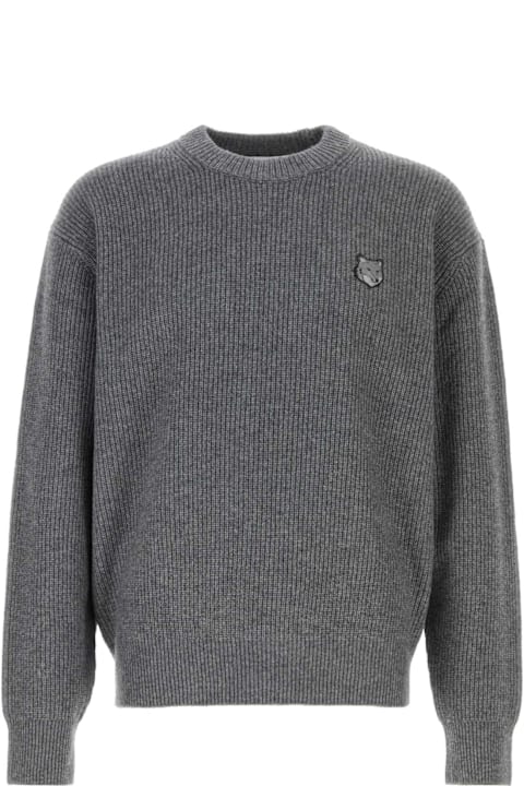 メンズ Maison Kitsunéのニットウェア Maison Kitsuné Dark Grey Wool Blend Sweater