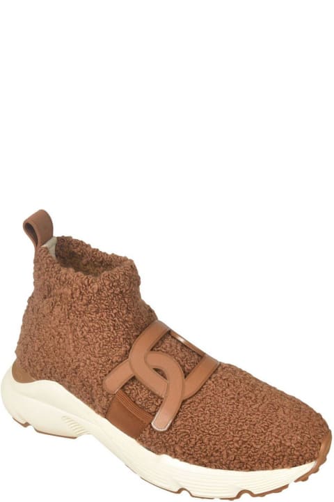 Tod's for Women Tod's Shearling Logo-plaque Slip-on Trainers