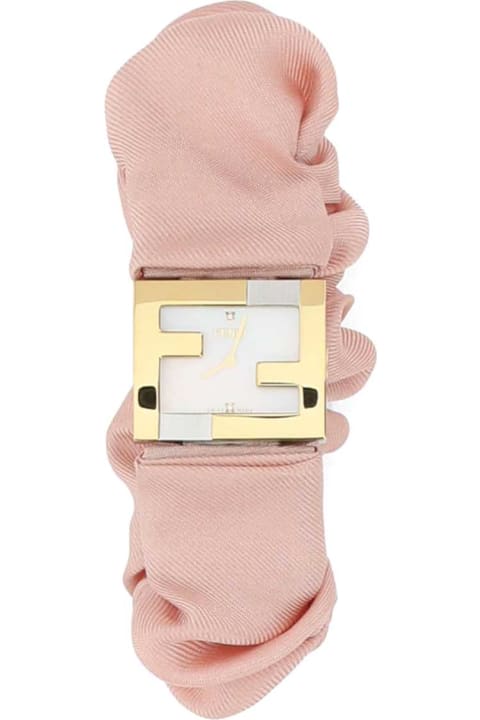 ウィメンズのセール Fendi Stainless Steel And Pink Nylon Fendimania Baguette Watch