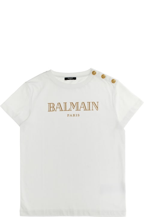 Balmain T-Shirts & Polo Shirts for Girls Balmain Glitter Logo T-shirt