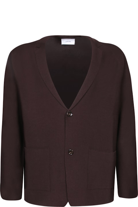 Lardini Sweaters for Men Lardini Brown Wool Silk Cardigan