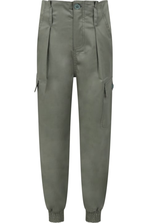 Green Cargo-trousers For Girl With Logo