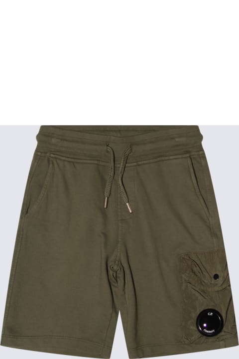 C.P. Company for Kids C.P. Company Brown Green Cotton Shorts