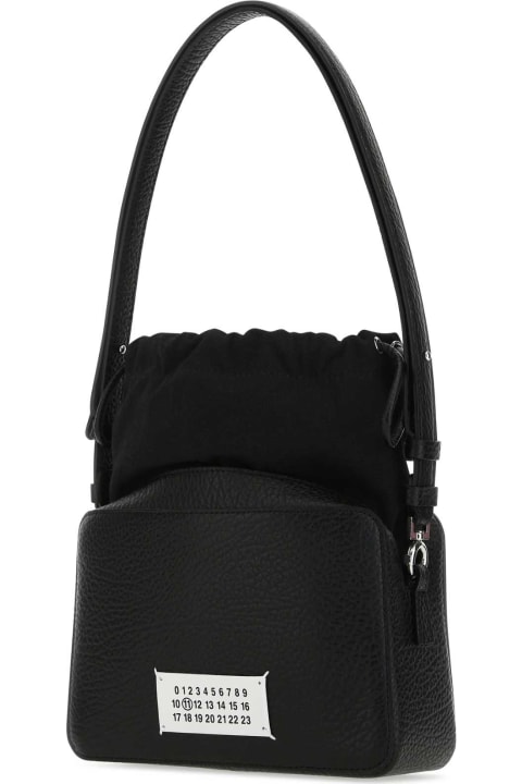 Bags Sale for Women Maison Margiela Black Leather And Fabric 5ac Bucket Bag