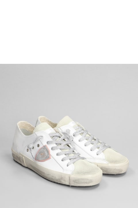 Fashion for Women Philippe Model Prsx Low Sneakers In White Suede And Leather