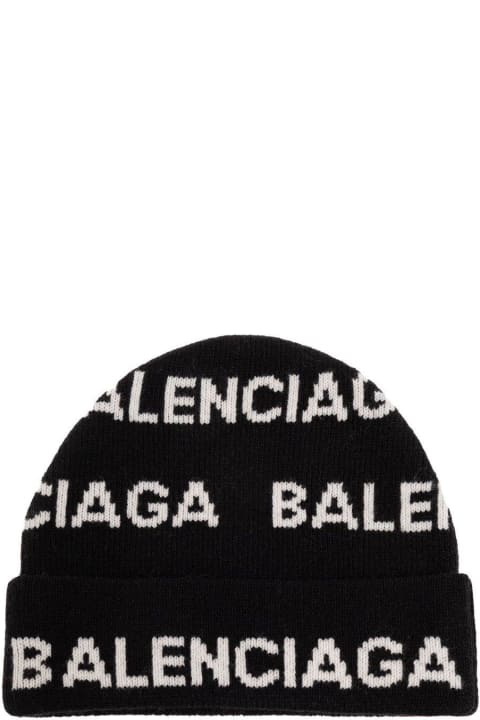 Hats for Women Balenciaga Logo Intarsia Beanie