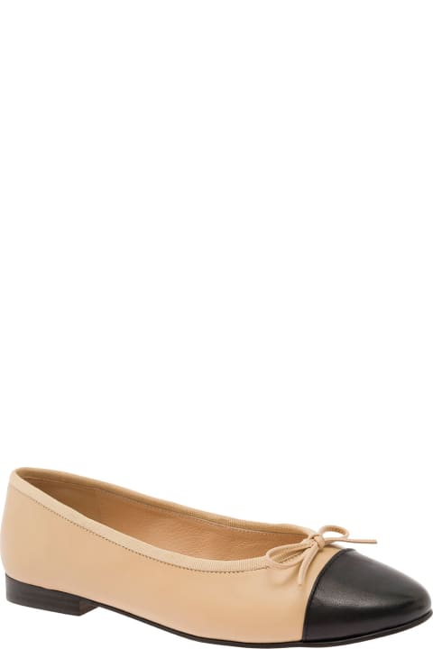 Jeffrey Campbell Flat Shoes for Women Jeffrey Campbell Beige Ballet Flats With Contrasting Toe And Bow In Leather Woman