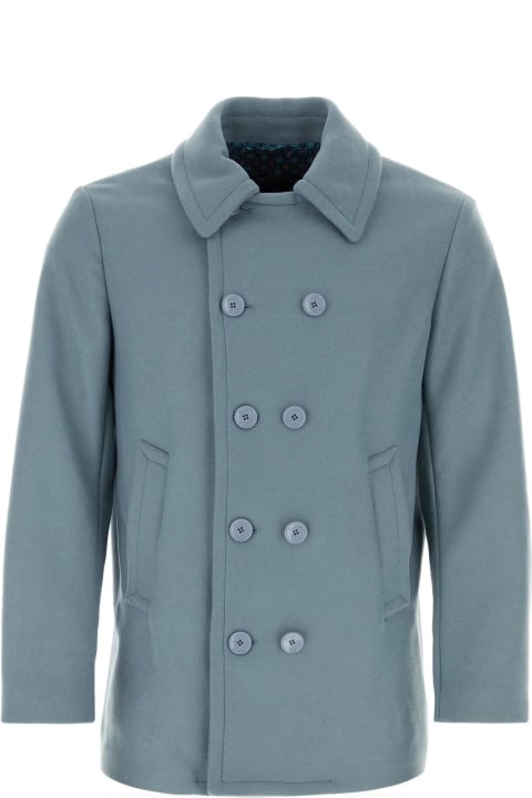 Etro for Men Etro Powder Blue Wool Blend Coat