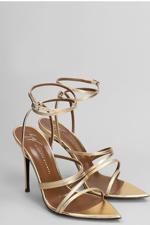 Giuseppe Zanotti for Women Giuseppe Zanotti Intrigo Strap 105 Sandals In Gold Leather