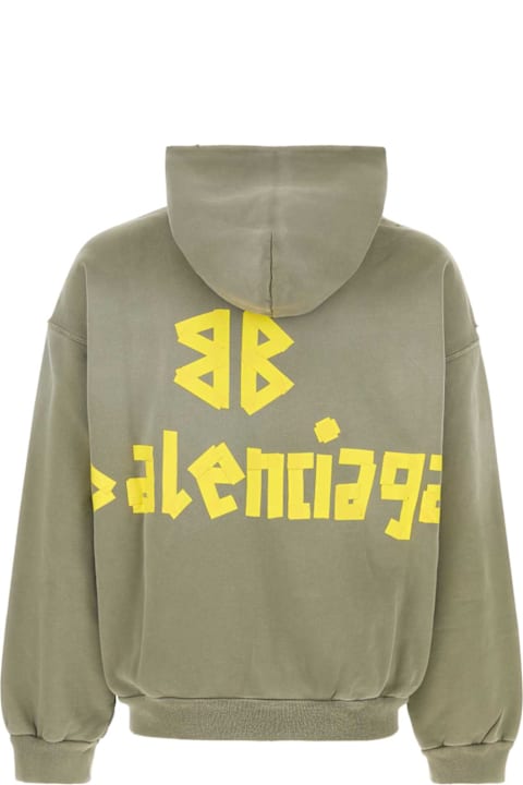 سترات صوف وبدل رياضية لـ القسم الرجالي Balenciaga Sage Green Cotton Sweatshirt