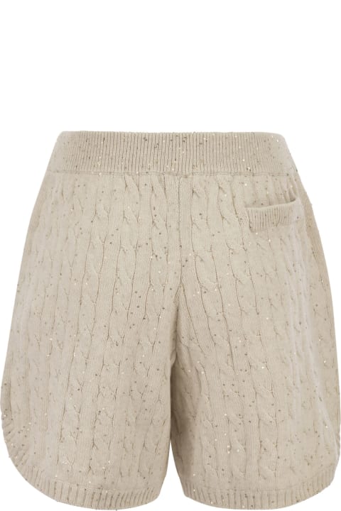 Pants & Shorts for Women Brunello Cucinelli Cotton Knit Shorts With Sequins
