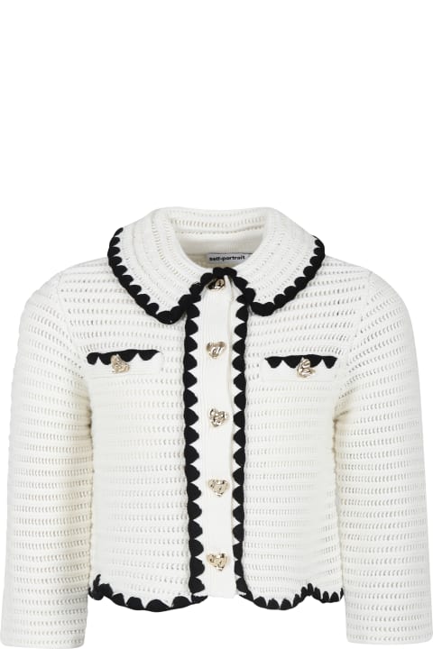 self-portrait for Kids self-portrait Ivory Cardigan For Girl With Hearts