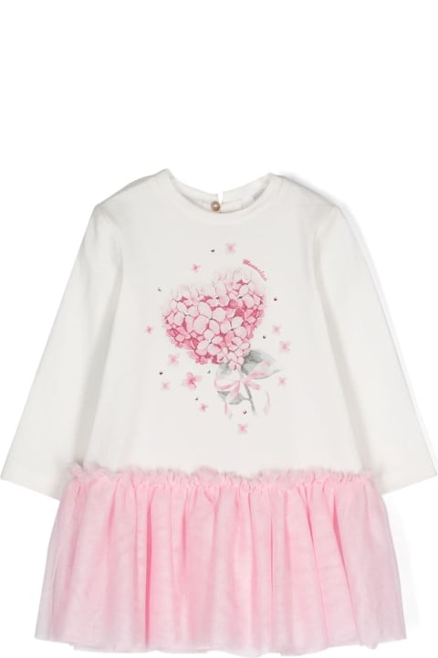 Monnalisa Dresses for Baby Girls Monnalisa White/pink Dress Baby Girl