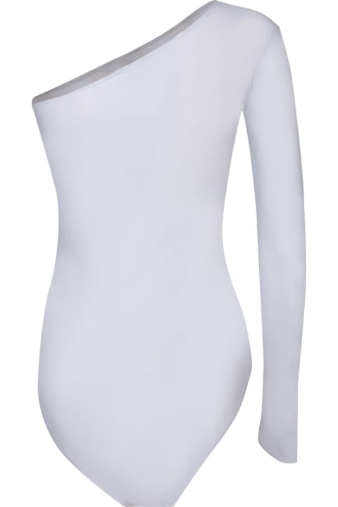 Sweaters Sale for Women MM6 Maison Margiela One-shoulder Light Grey Bodysuit