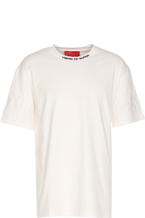 Vision of Super لـ Women Vision of Super T-shirt With Embroidered Logo And Flames