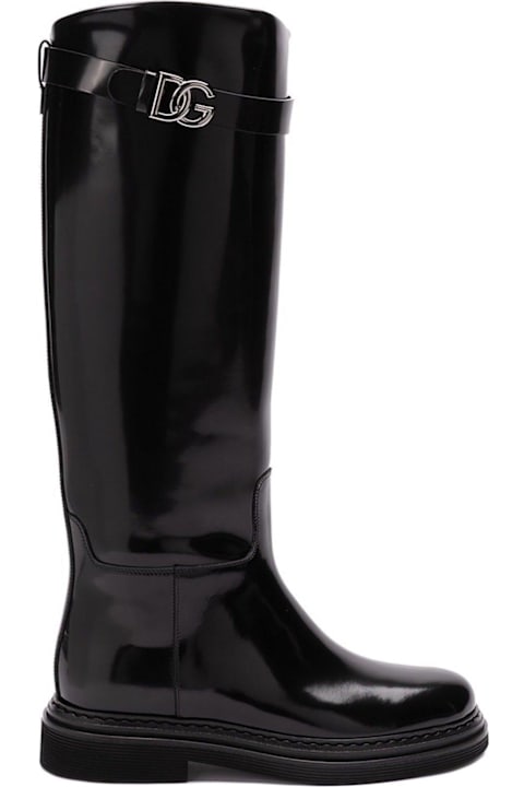 Dolce & Gabbana Boots for Women Dolce & Gabbana Logo Plaque Boots