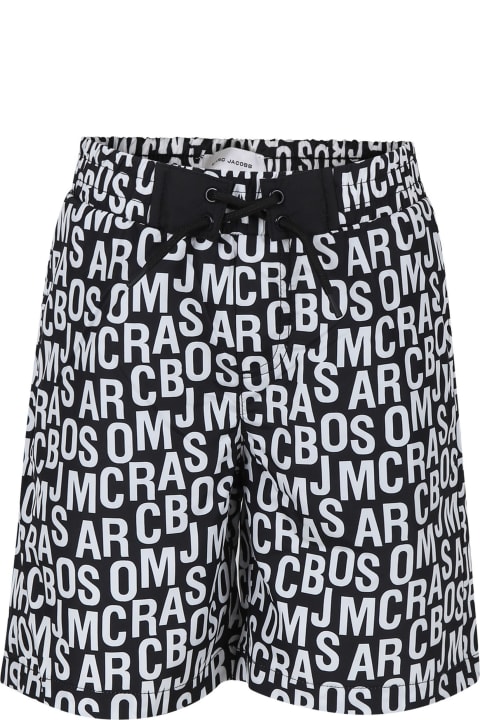 ボーイズ Little Marc Jacobsの水着 Little Marc Jacobs Black Swim Shorts For Boy With Logo