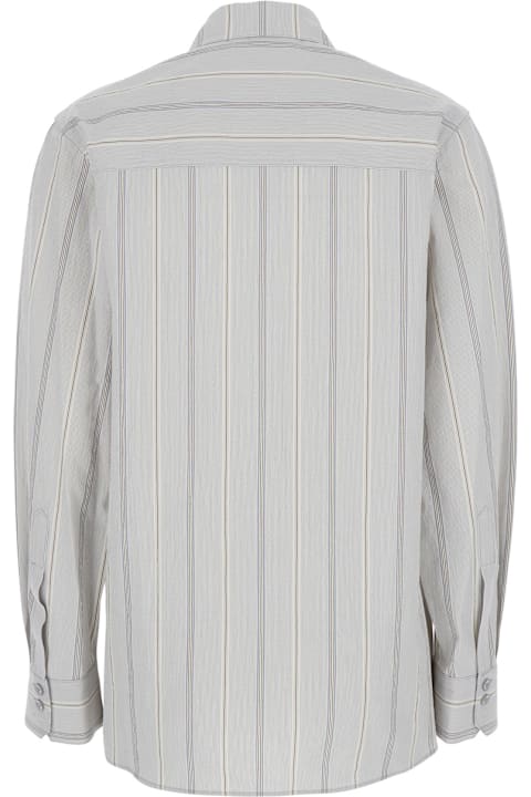 Low Classic for Women Low Classic Blue Shirt With Classic Collar And All-over Striped Motif In Cotton Woman