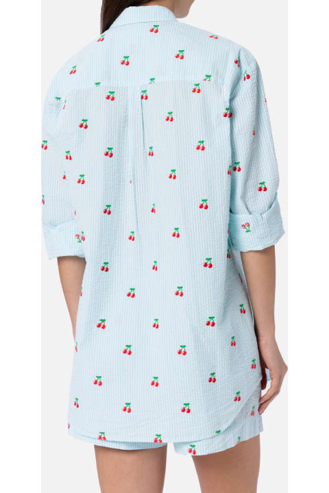 MC2 Saint Barth Topwear for Women MC2 Saint Barth Woman Seersucker Cotton Shirt Brigitte With Cherry Patches