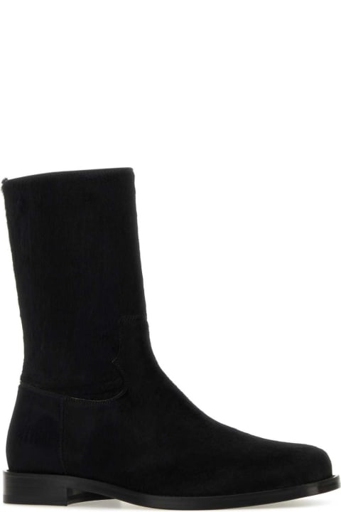 Dries Van Noten Boots for Men Dries Van Noten Black Calfhair Ankle Boots