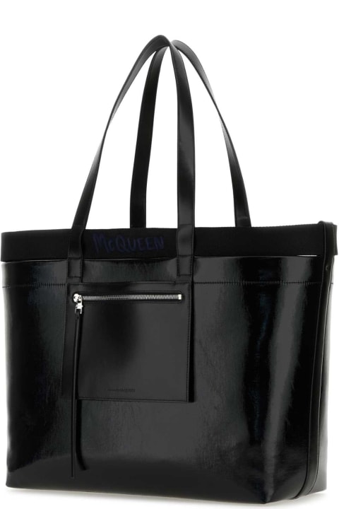 メンズ Alexander McQueenのトートバッグ Alexander McQueen Black Canvas Shopping Bag