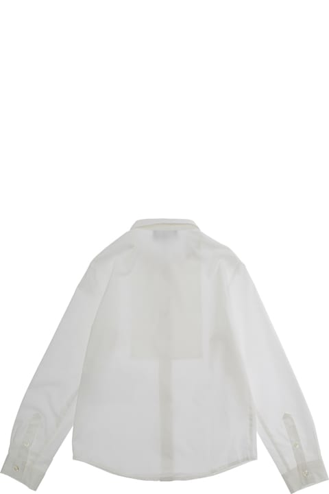 Emporio Armani T-Shirts & Polo Shirts for Women Emporio Armani White Shirt With Classic Collar And Ribbed Detail On The Front In Cotton Stretch Boy