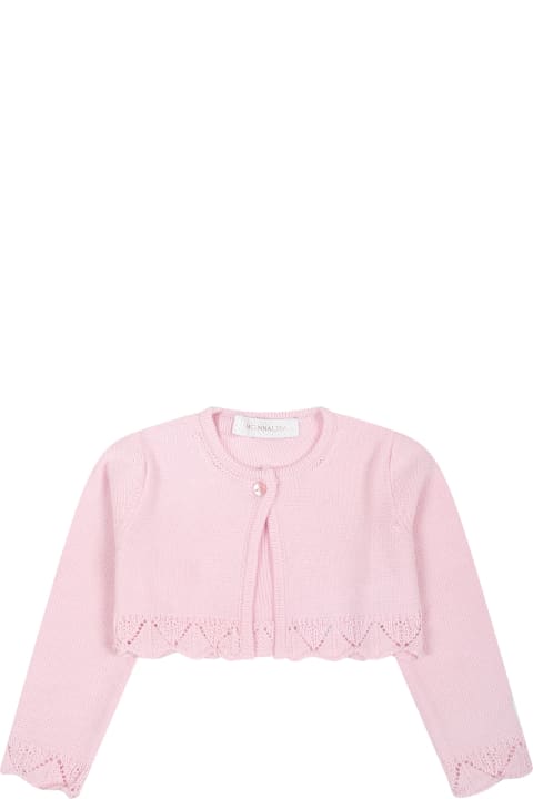 Topwear for Baby Girls Monnalisa Pink Cardigan For Baby Girl With Ruffles