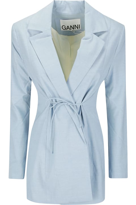 Ganni Coats & Jackets for Women Ganni Drapey Melange Tiestring Blazer